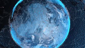 Animation of rays moving over globe with connected dots and map. Digitally generated, global connection, telecommuting, networking, geography, data processing, futuristic and technology. - Powered by Shutterstock - Get 15% off with code: PIKWIZARD15