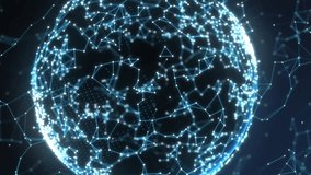 Animation of illuminated connected dots forming globe and moving binary codes. Digitally generated, telecommuting, global network, futuristic, abstract, data processing and technology. - Powered by Shutterstock - Get 15% off with code: PIKWIZARD15