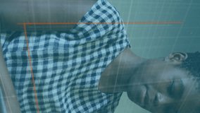 Animation of statistical data processing against african american woman using laptop at office. Computer interface and business data technology concept - Powered by Shutterstock - Get 15% off with code: PIKWIZARD15