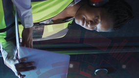 Animation of digital data processing over african american it female engineer by computer servers. Global connections, computing and data processing concept digitally generated video. - Powered by Shutterstock - Get 15% off with code: PIKWIZARD15