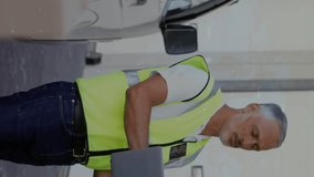 Animation of financial data processing and diverse workers in warehouse. Global finances, delivery, shipping, computing and digital interface concept digitally generated video. - Powered by Shutterstock - Get 15% off with code: PIKWIZARD15