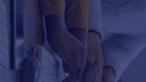 Customer service representatives working with headset, digital network animation overlay. Call center, support, technology, communication, business, teamwork - Powered by Shutterstock - Get 15% off with code: PIKWIZARD15