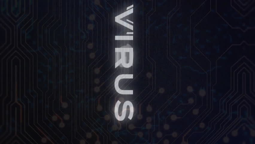 Virus text animation over digital circuit board background with binary code. Cybersecurity, technology, malware, hacking, computer, data - Powered by Shutterstock - Get 15% off with code: PIKWIZARD15