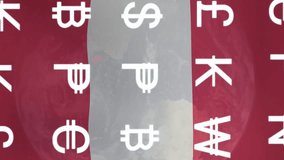 Currency symbols animation over planet Earth and Austria flag. Finance, global, economy, world, digital, technology - Powered by Shutterstock - Get 15% off with code: PIKWIZARD15
