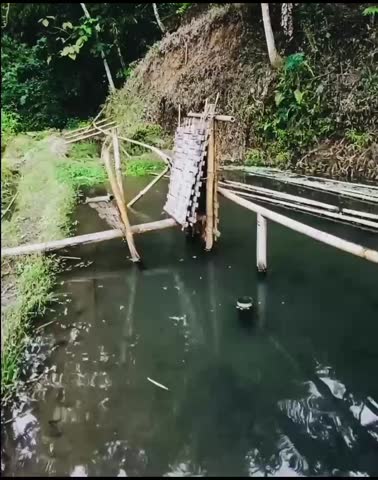 beautiful and natural spring river in the countryside