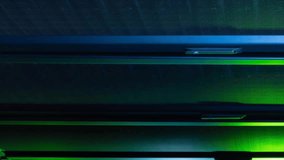 Animation of multicolored computer programming language over data server room. Digital composite, multiple exposure, coding, programming language, data center, networking, technology, network concept. - Powered by Shutterstock - Get 15% off with code: PIKWIZARD15