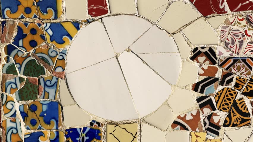 Details with multi-colored ceramic tiles of the facade of historical buildings. High quality 4k footage