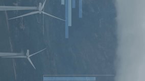 Animation of financial data processing over wind turbines. Global environment, finance, business, connections, computing and data processing concept digitally generated video. - Powered by Shutterstock - Get 15% off with code: PIKWIZARD15