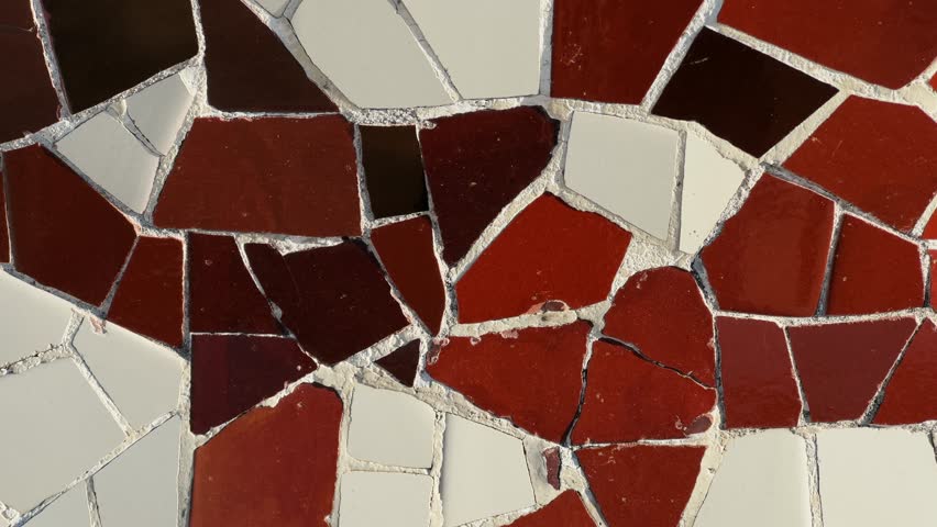 Details with multi-colored ceramic tiles of the facade of historical buildings. High quality 4k footage