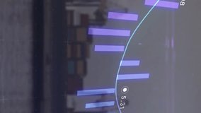 Animation of financial data processing over sea port and drone carrying box. Global shipping, business, connections, computing and data processing concept digitally generated video. - Powered by Shutterstock - Get 15% off with code: PIKWIZARD15