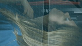 Animation of interface with data processing over caucasian female engineer working at server room. Computer interface and business data storage technology concept - Powered by Shutterstock - Get 15% off with code: PIKWIZARD15