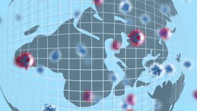 Animation of globe over virus cells. Global business and digital interface concept digitally generated video. - Powered by Shutterstock - Get 15% off with code: PIKWIZARD15