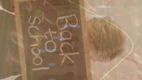 Animation of data processing over caucasian boy with back to school text. Global education and digital interface concept digitally generated video. - Powered by Shutterstock - Get 15% off with code: PIKWIZARD15