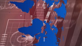Animation of financial and statistical data processing over world map against grey background. Global finance and business data technology concept - Powered by Shutterstock - Get 15% off with code: PIKWIZARD15