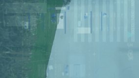 Animation of financial data processing over wind turbine. Global sustainability, wind energy, business, finances, computing and data processing concept digitally generated video. - Powered by Shutterstock - Get 15% off with code: PIKWIZARD15