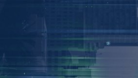 A digitally generated animation of a network of connections with glowing spots over a cityscape. Global business data processing connections and digital interface concept digitally generated video. - Powered by Shutterstock - Get 15% off with code: PIKWIZARD15