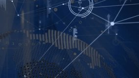 Animation of network of connections and data processing over spinning globe against blue background. Global networking and business technology concept - Powered by Shutterstock - Get 15% off with code: PIKWIZARD15