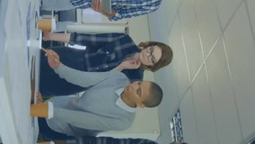 Animation of changing numbers, loading bar, line graphs, diverse coworkers sharing ideas in office. Digital composite, multiple exposure, report, business, growth, teamwork and technology concept. - Powered by Shutterstock - Get 15% off with code: PIKWIZARD15