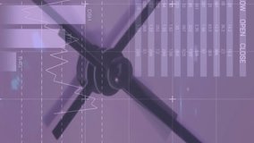 Animation of statistical data processing against close up of a ticking clock. Time management and business data technology concept - Powered by Shutterstock - Get 15% off with code: PIKWIZARD15