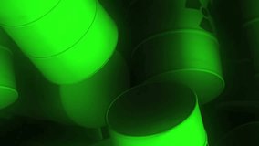 Animation of green barrels with radioactive sign. Radioactivity, ecology and pollution concept digitally generated video. - Powered by Shutterstock - Get 15% off with code: PIKWIZARD15
