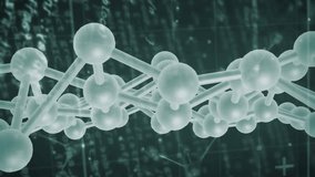 Animation of data processing with molecules over dna strand on black background. Global science, computing and digital interface concept digitally generated video. - Powered by Shutterstock - Get 15% off with code: PIKWIZARD15