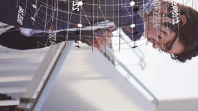 Animation of data processing and globe over asian businessman talking on smartphone. Technology and digital interface concept digitally generated video. - Powered by Shutterstock - Get 15% off with code: PIKWIZARD15