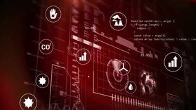 Hand icon appearing atop globe starting icons pulsing and streaming code displaying live metrics. Technology, data visualization, digital interface, analytics, sustainability, environmental - Powered by Shutterstock - Get 15% off with code: PIKWIZARD15