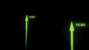 On data update, green arrows appearing and moving around clock gauge visualizing rising data trends. Futuristic, data visualization, technology, motion, digital, abstract, analytical - Powered by Shutterstock - Get 15% off with code: PIKWIZARD15