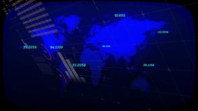 Opening map with numeric labels sweeping arcs sliding panel stacking charts visualizing data flow. Geography, analytics, technology, futuristic, innovation, digital, dashboard - Powered by Shutterstock - Get 15% off with code: PIKWIZARD15