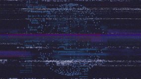 Opening display starting static lines crossing rotating globe as code intensifying creating glitch. Technology, data visualization, digital art, cyber, abstract, futurism, motion graphics - Powered by Shutterstock - Get 15% off with code: PIKWIZARD15