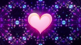 Vibrant Glowing Hearts Abstract Love Pattern Background Loop,Stacked Pink Hearts Glowing on a Dark, Sparkly Background.Romantic Layered Heart with Tiny Floating Love Symbols. - Powered by Shutterstock - Get 15% off with code: PIKWIZARD15