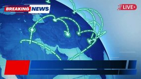 Conceptual background featuring a navigational map enhanced by glowing connection lines, breaking news overlay, and live broadcast indicators, symbolizing digital communication and global news network - Powered by Shutterstock - Get 15% off with code: PIKWIZARD15