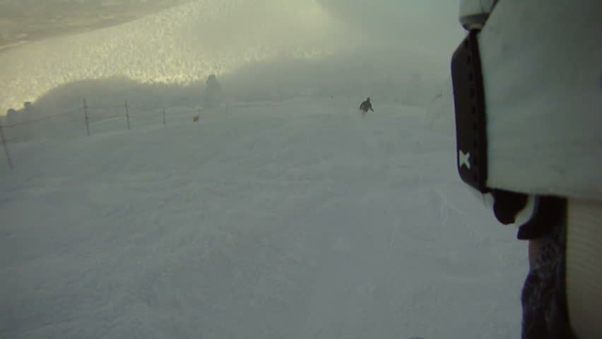 Snowboarding Backcountry In Deep Powder Snow