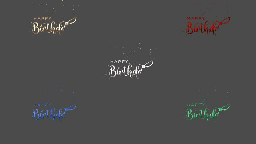 Elegant Happy Birthday Animation Pack on Transparent Background.3D Metallic Colors (Gold,Silver,Red,Emerald,Blue).4K Alpha Channel