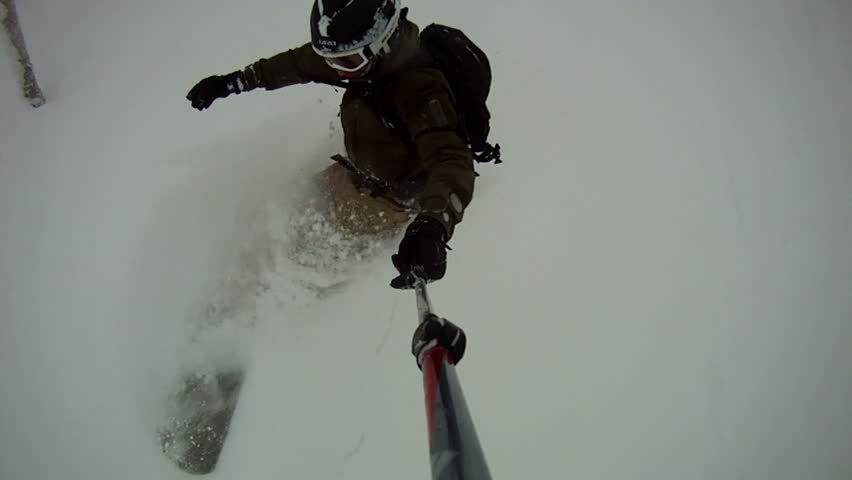 Snowboarder Backcountry Wipe Out In Powder Snow