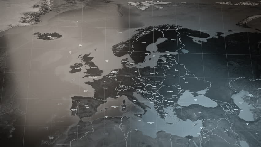 European Union map with country regions outlines. 3D Illustration