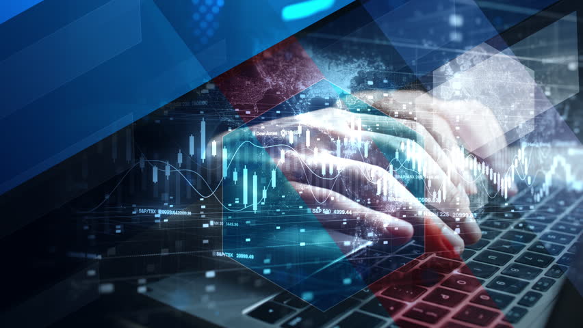 Hands typing on laptop keyboard with financial data, stock market graphs, and global analytics overlay for fintech and investment themes. - Powered by Shutterstock - Get 15% off with code: PIKWIZARD15
