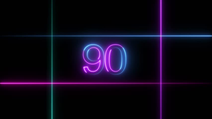 Dynamic line and glowing neon number 90 animation . on a black background. and creating a stunning 4k animation .	
