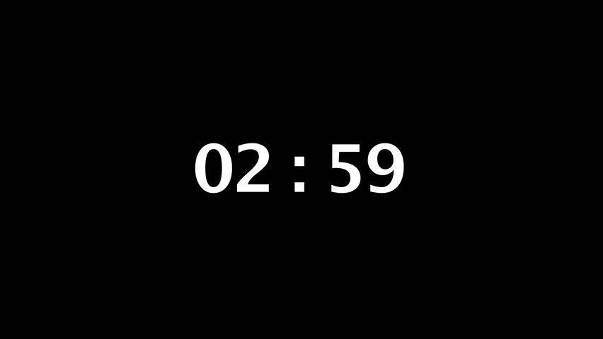 From 3 to 2 Minute Countdown Timer with White Numerals on Black Screen