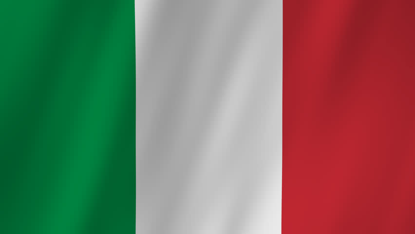 Flag of Italy graphic animation. Alpha channel. Transparent background motion design. 4K resolution