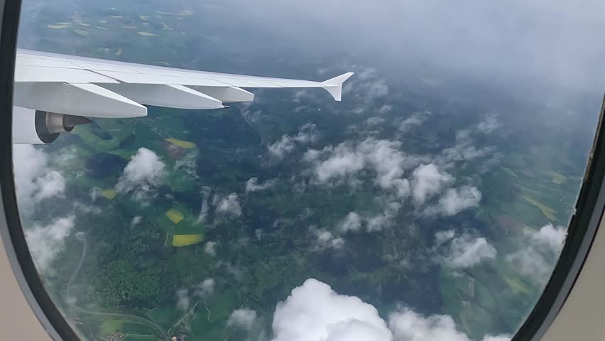 Superjumbo Jet airplane landing at the zurich airport. Switzerland	