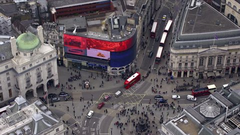 LONDON - MARCH 28: Aerial view of Piccadilly Circus, March 28, 2013 in London, England. 