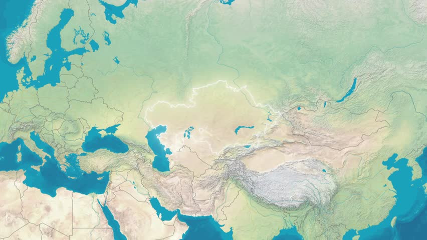 Zoom In On Stylized Map Kazakhstan