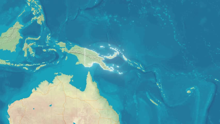 Zoom In On Stylized Map Papua New Guinea