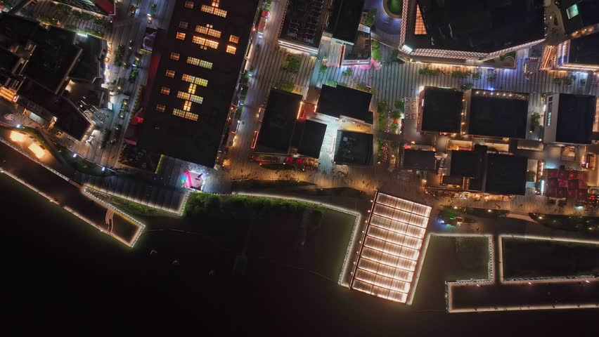 Shanghai, China - 4th June 2025 - Overlooking Shanghai Gate M West Bund Dream Center at night