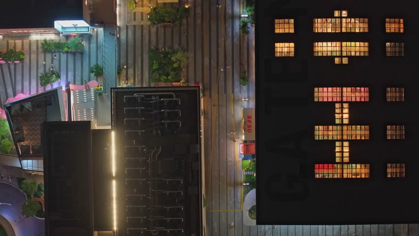 Shanghai, China - 4th June 2025 - Overlooking Shanghai Gate M West Bund Dream Center at night