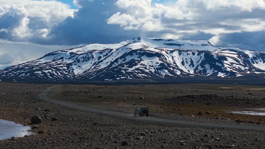  Car Through Iceland Landscape mountains Epic Scenic Road Trip Scene.