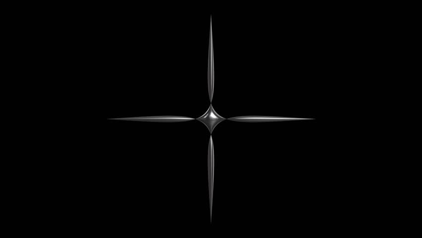 Four-pointed 3D chrome star spins with sleek precision, reflecting light in clean, minimal angles. Rotating 3D chrome star. Its sharp silhouette evokes a futuristic, digital feel.