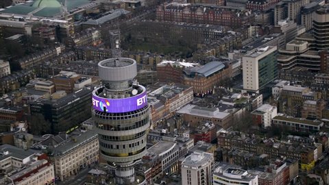 LONDON - March 28: Aerial view of the BT Tower in Fitzrovia March 28, 2013 in London, England. 