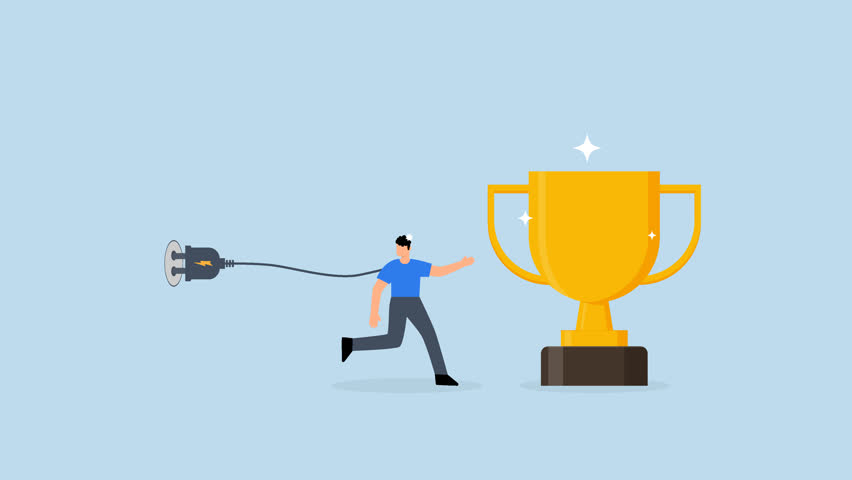 Try too hard, 4k animation of businessman who tries too hard to reach an achievement but fails with limits.